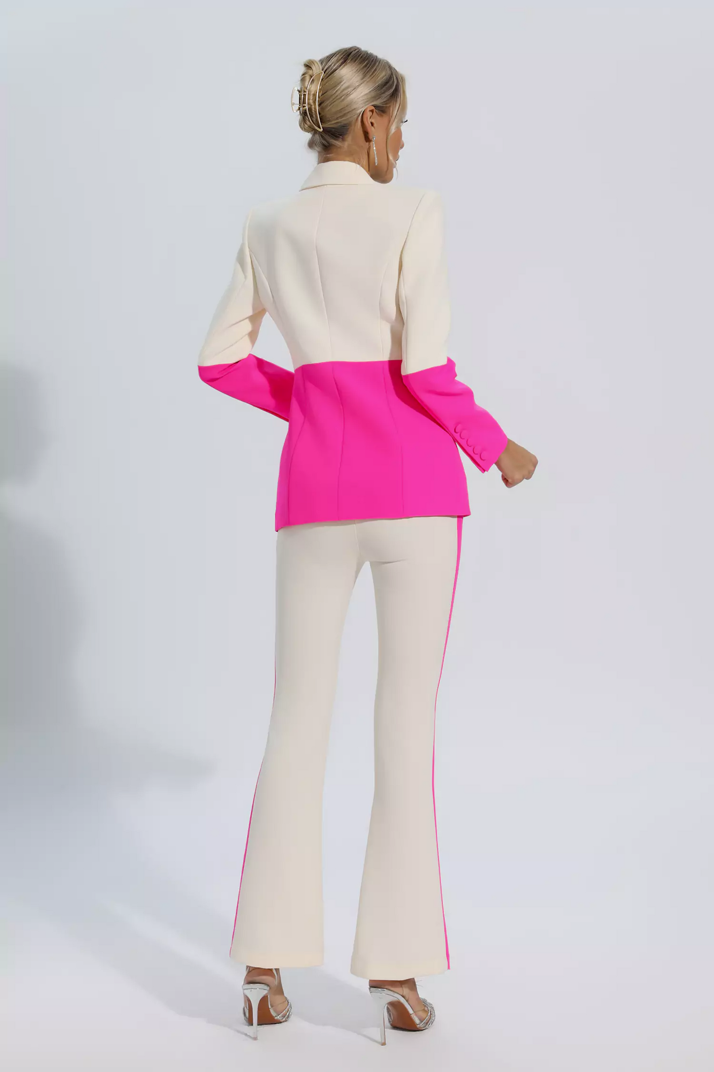 Alve Pink Splicing Apricot Blazer Set