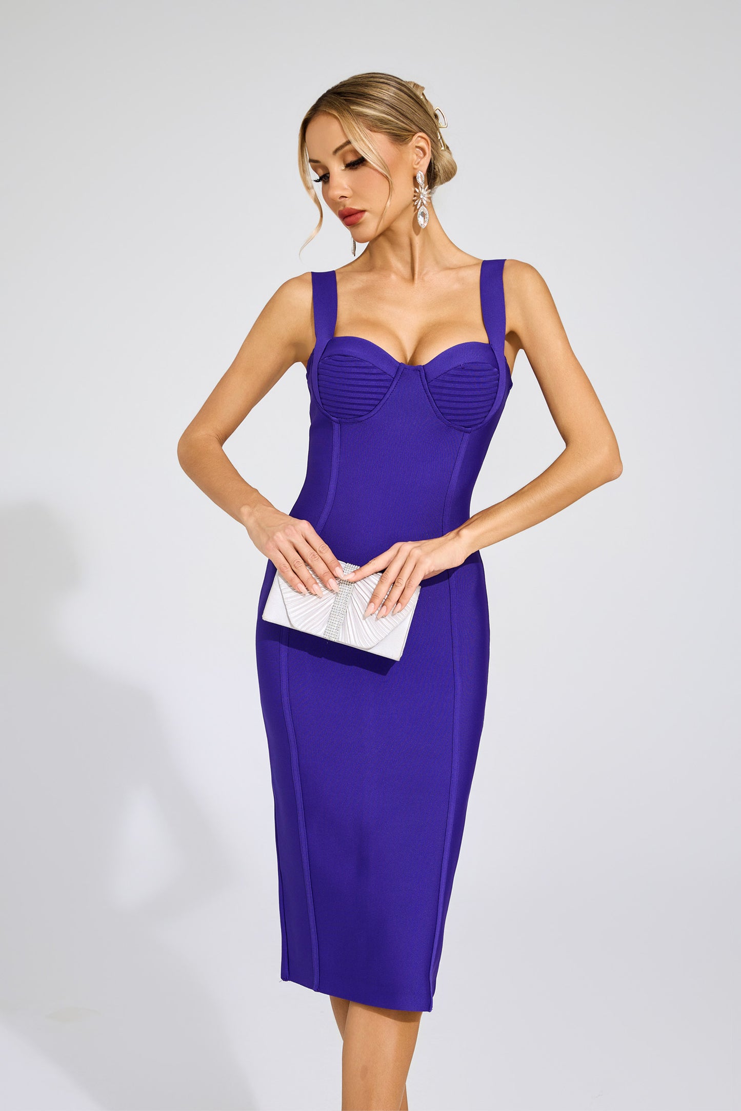 Krythos Backless Bandage Dress In Purple