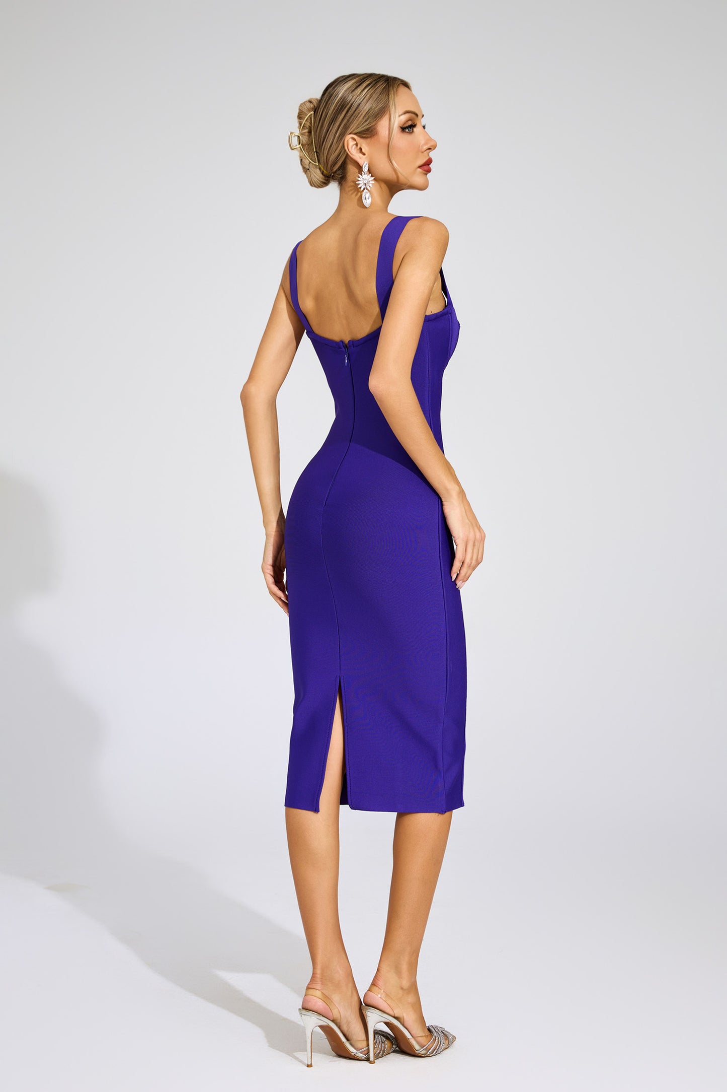Krythos Backless Bandage Dress In Purple