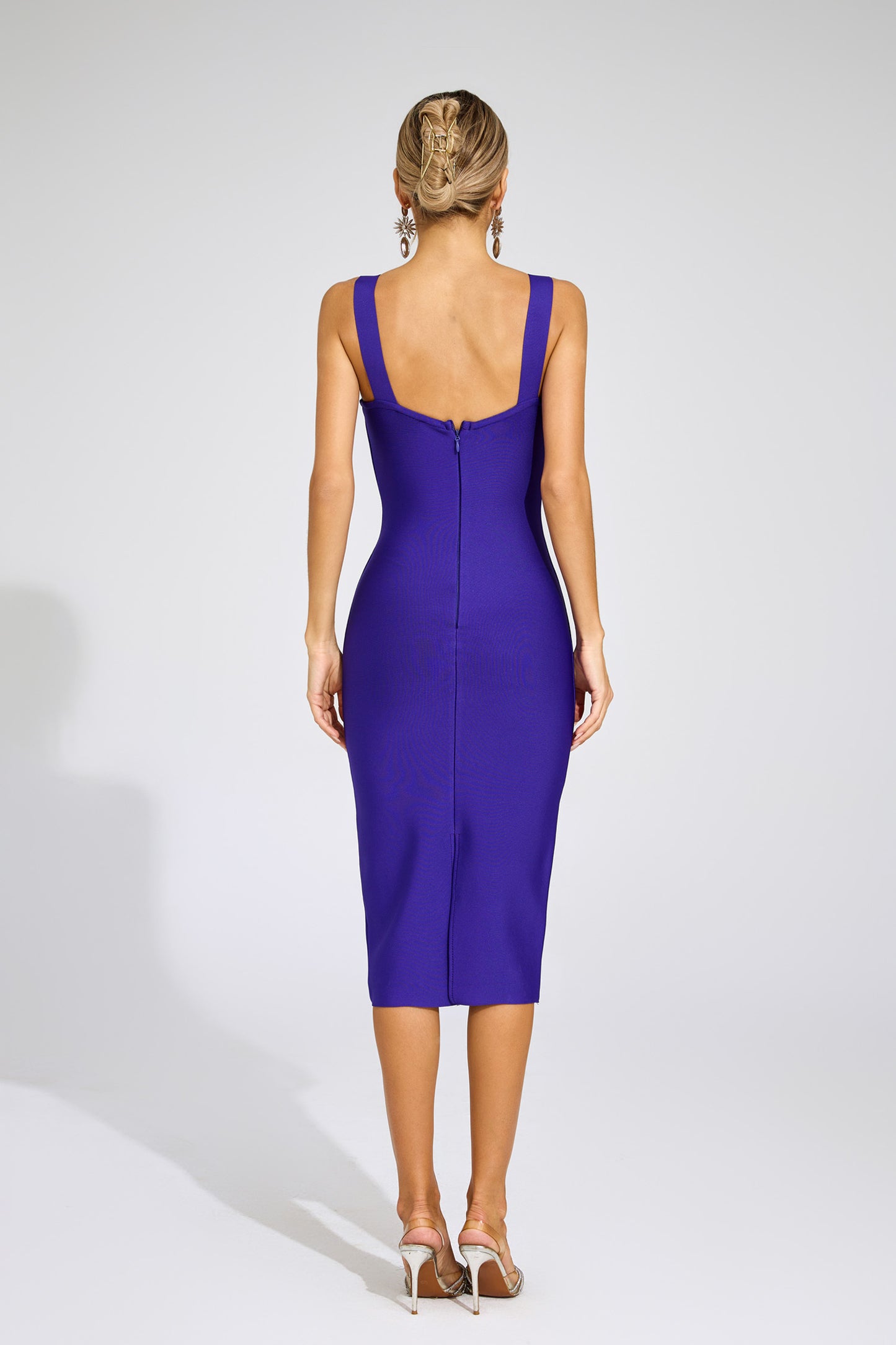 Krythos Backless Bandage Dress In Purple