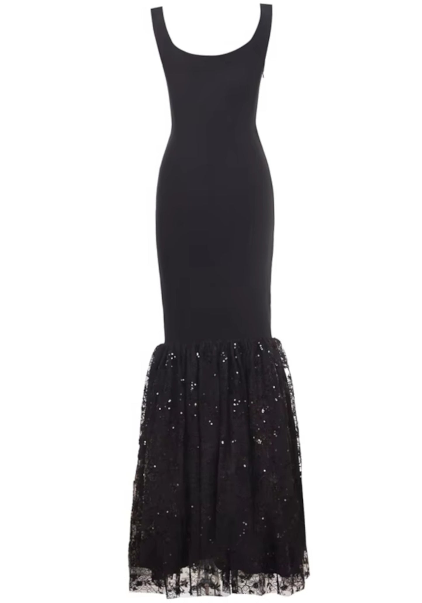 Akilina Mermaid Sequin Lace Maxi Dress In Black