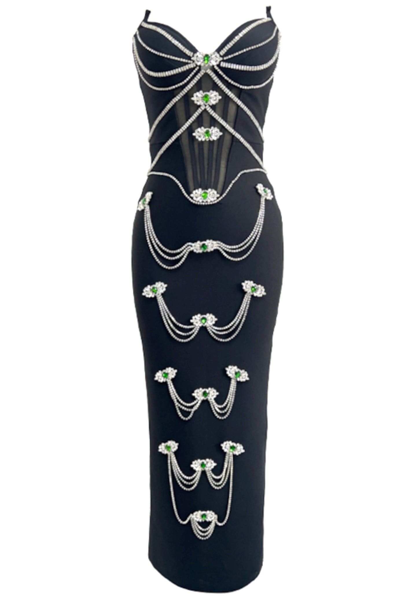 Latika Strapless Embellished Maxi Dress In Black