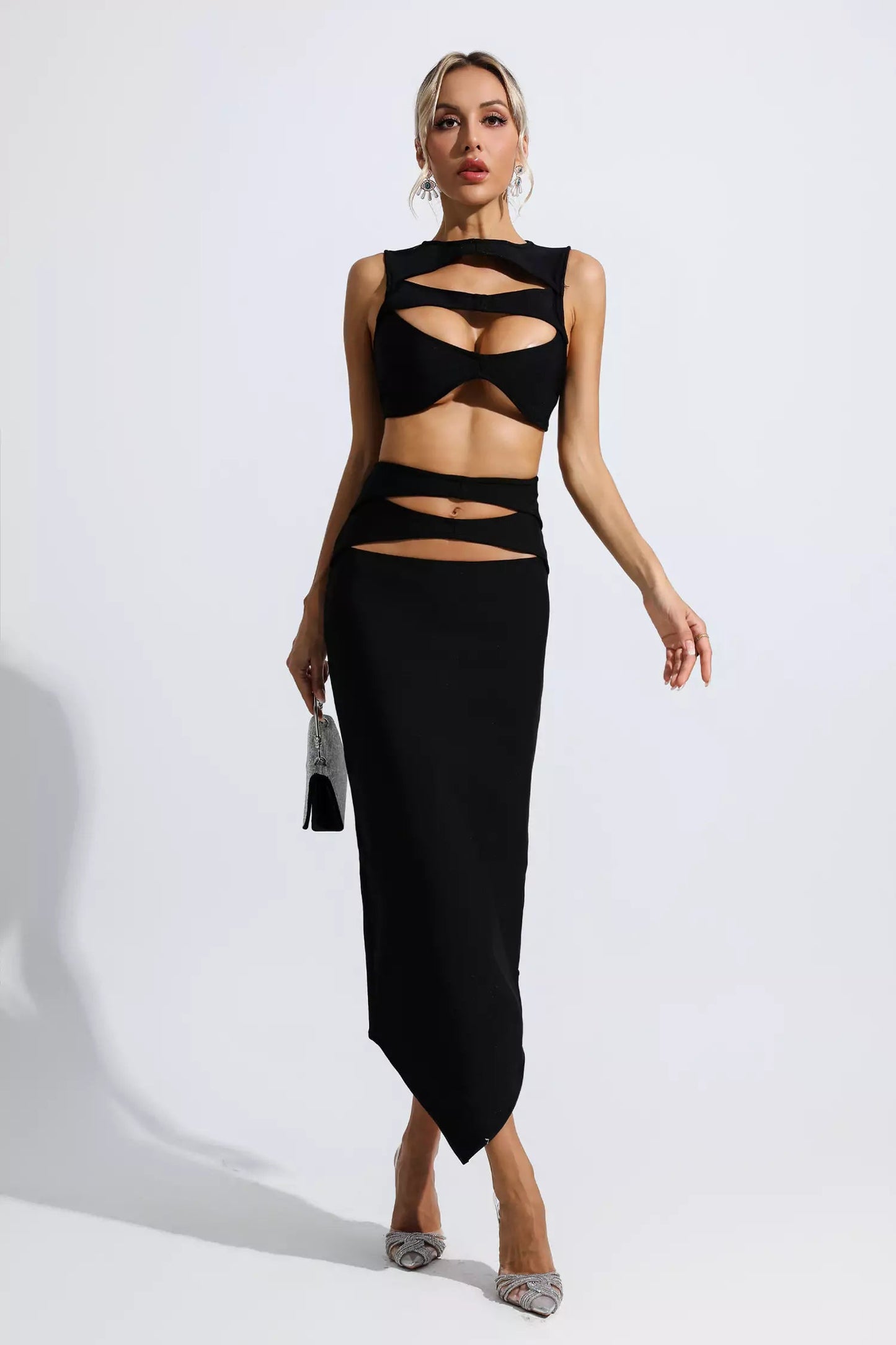 Mopaka Cutout Bandage Set In Black