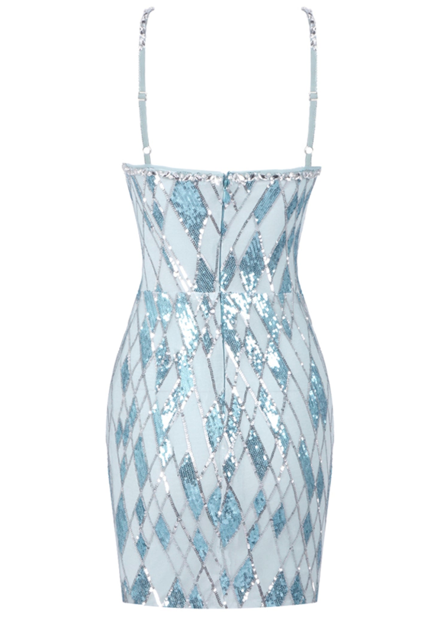 Lexiss Halter Crystal Sequin Mini Dress In Blue
