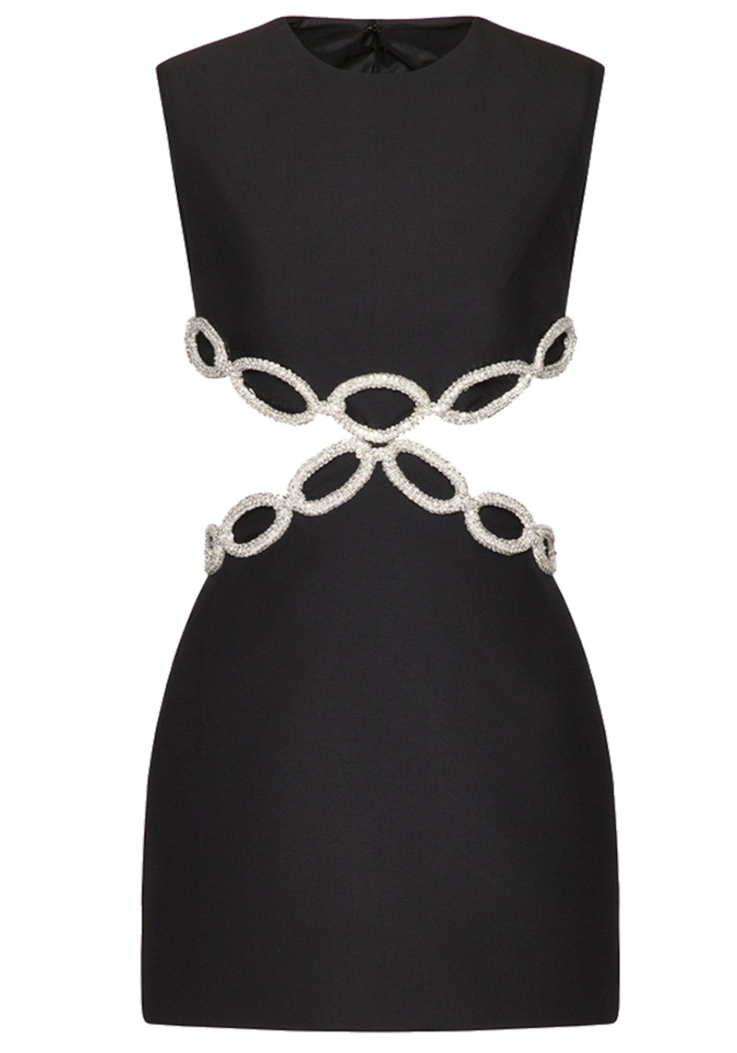 Hummer Crystal Chain Mini Dress In Black
