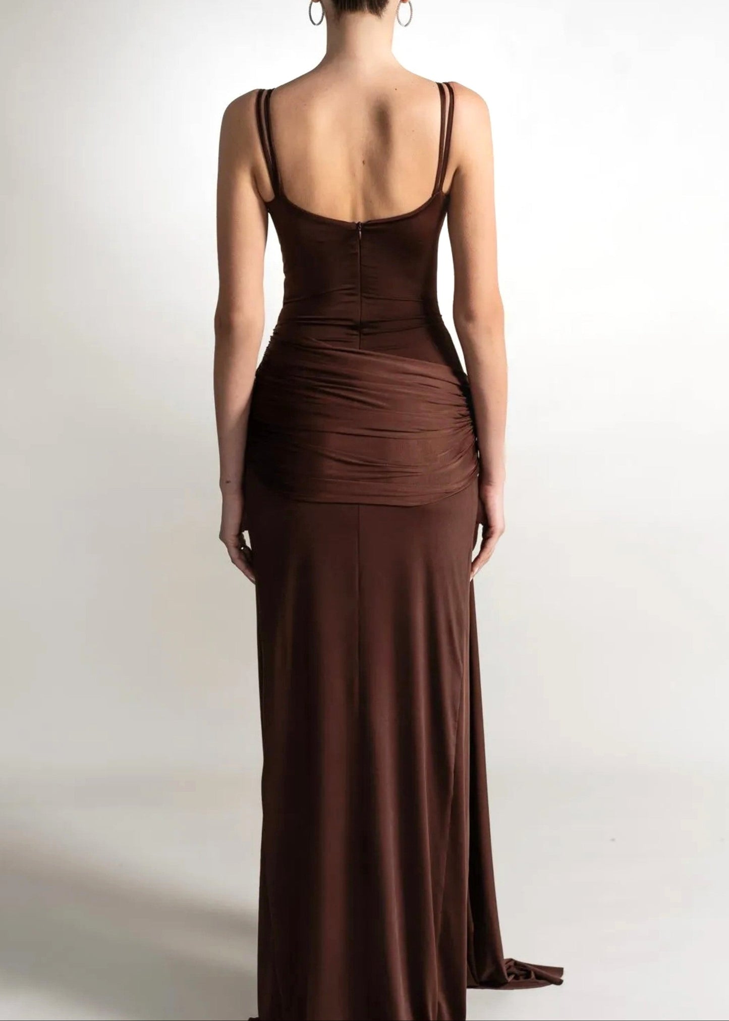 Fyronth Draped Maxi Dress In Brown