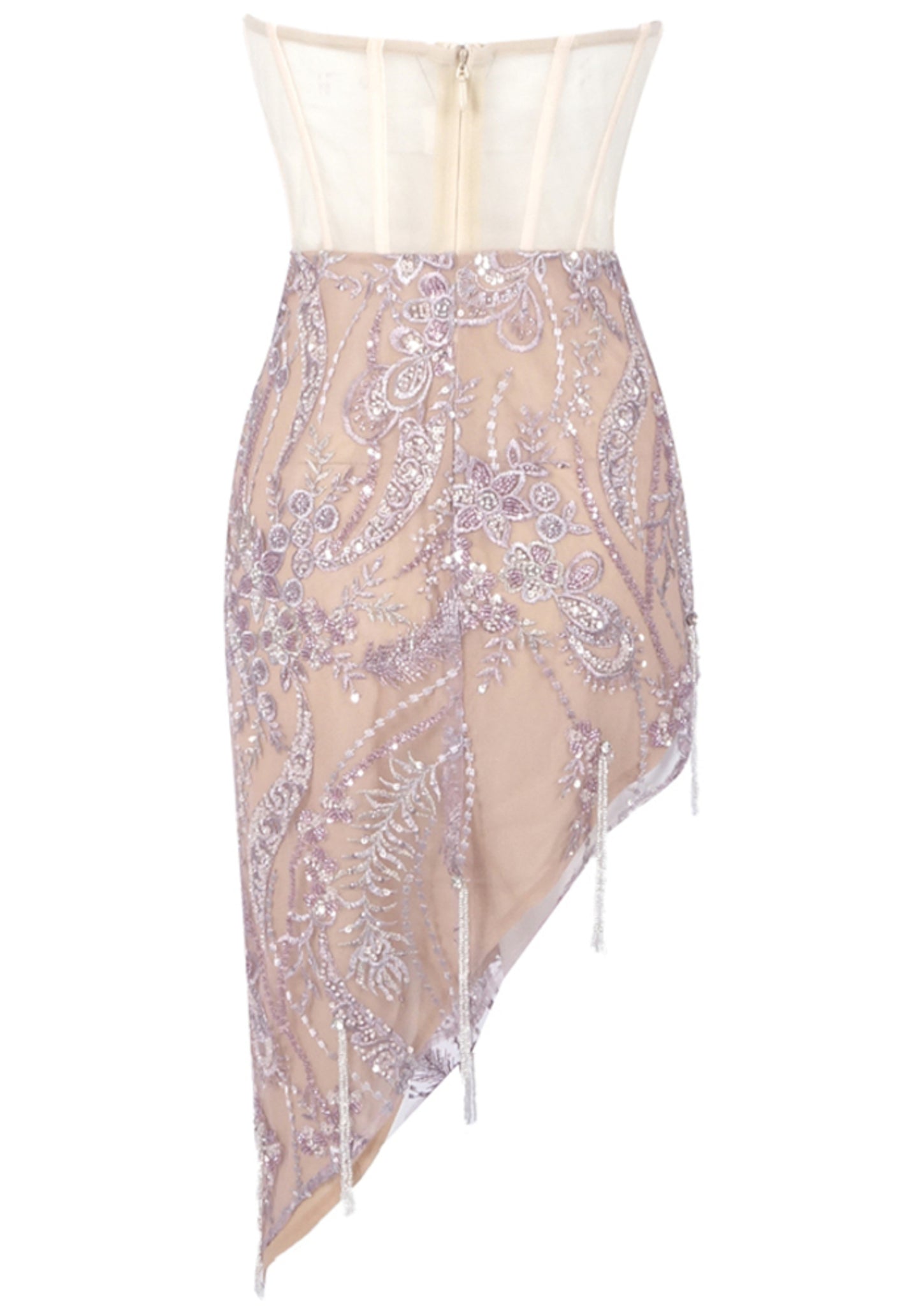 Hixara Strapless Sequin Floral MIni Dress In Pink