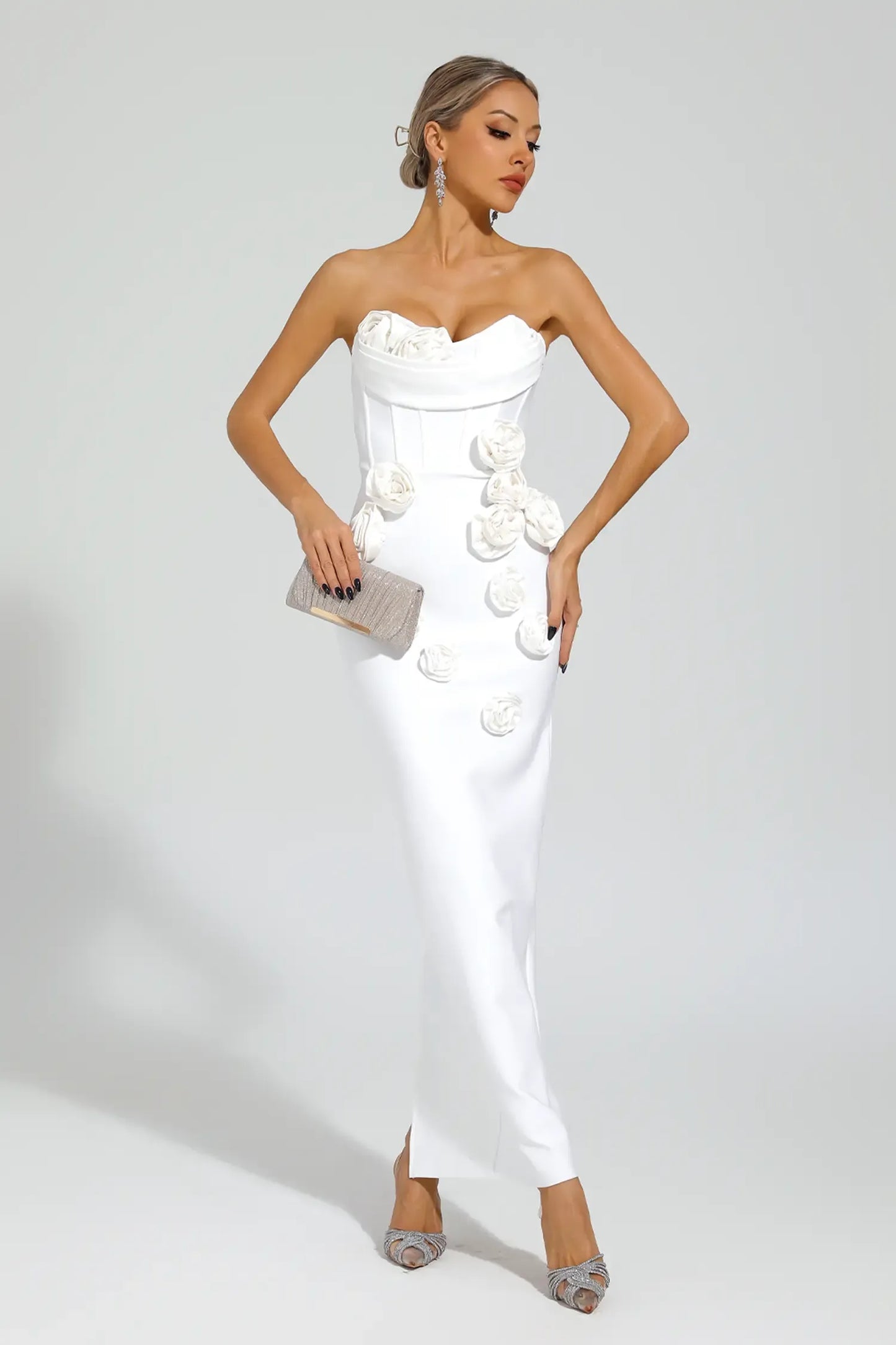 Kater Strapless Flower Bandage Dress