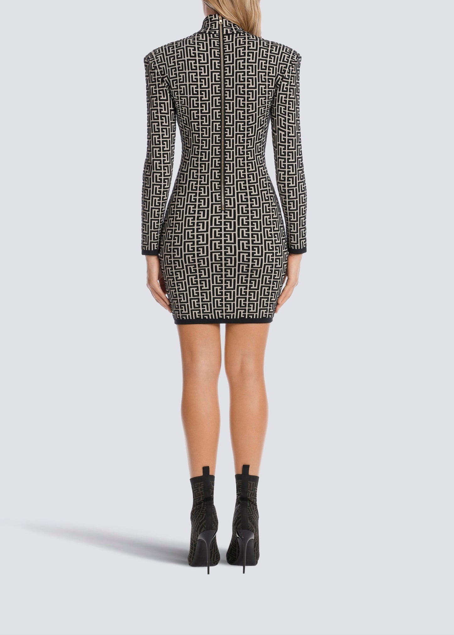 Mystica Short Bicolor Jacquard Mini Dress With Monogram