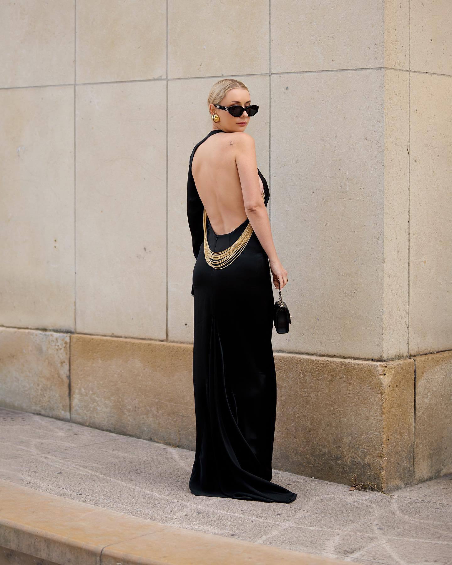 Fagra Off-Shoulder Snake Chain Maxi Dress
