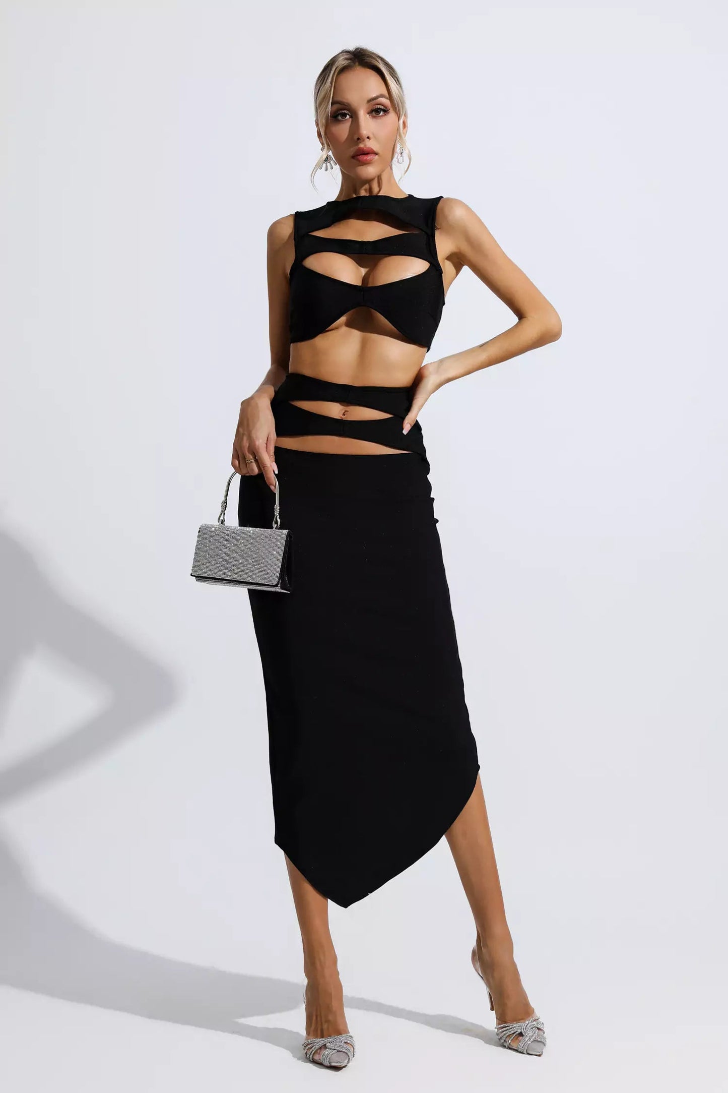 Mopaka Cutout Bandage Set In Black