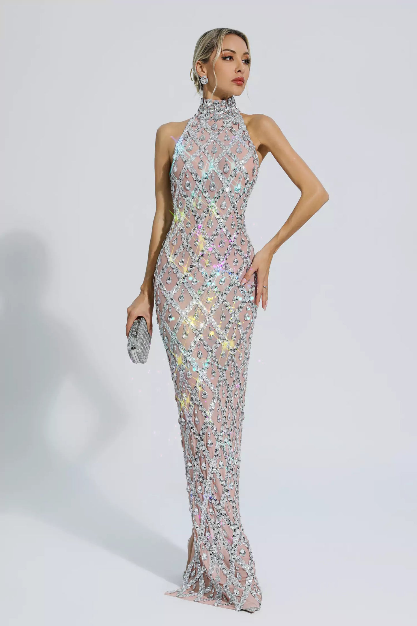 Cate Silver Diamond Maxi Dress