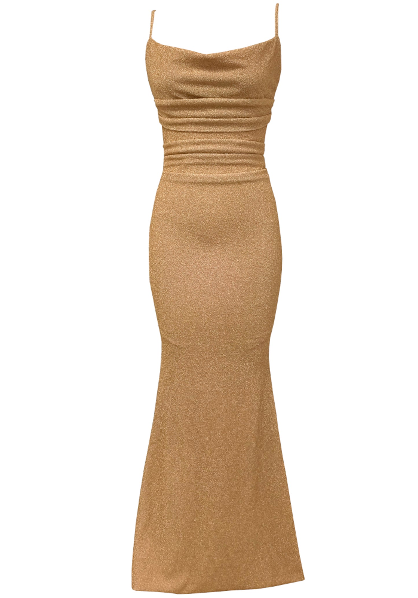 Hexara Draped Sparkly Maxi Dress In Sand
