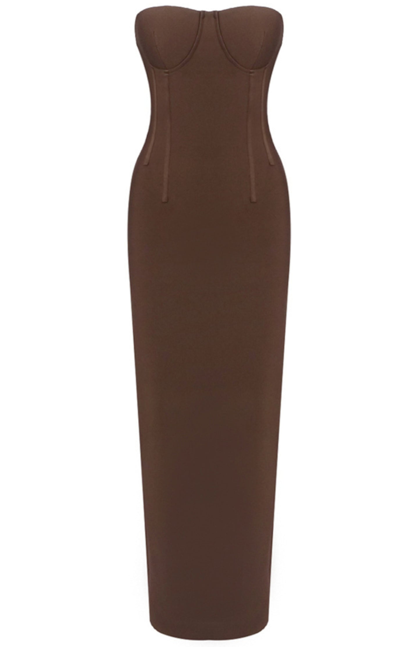 Ottelien Strapless Bustier Maxi Dress In Brown
