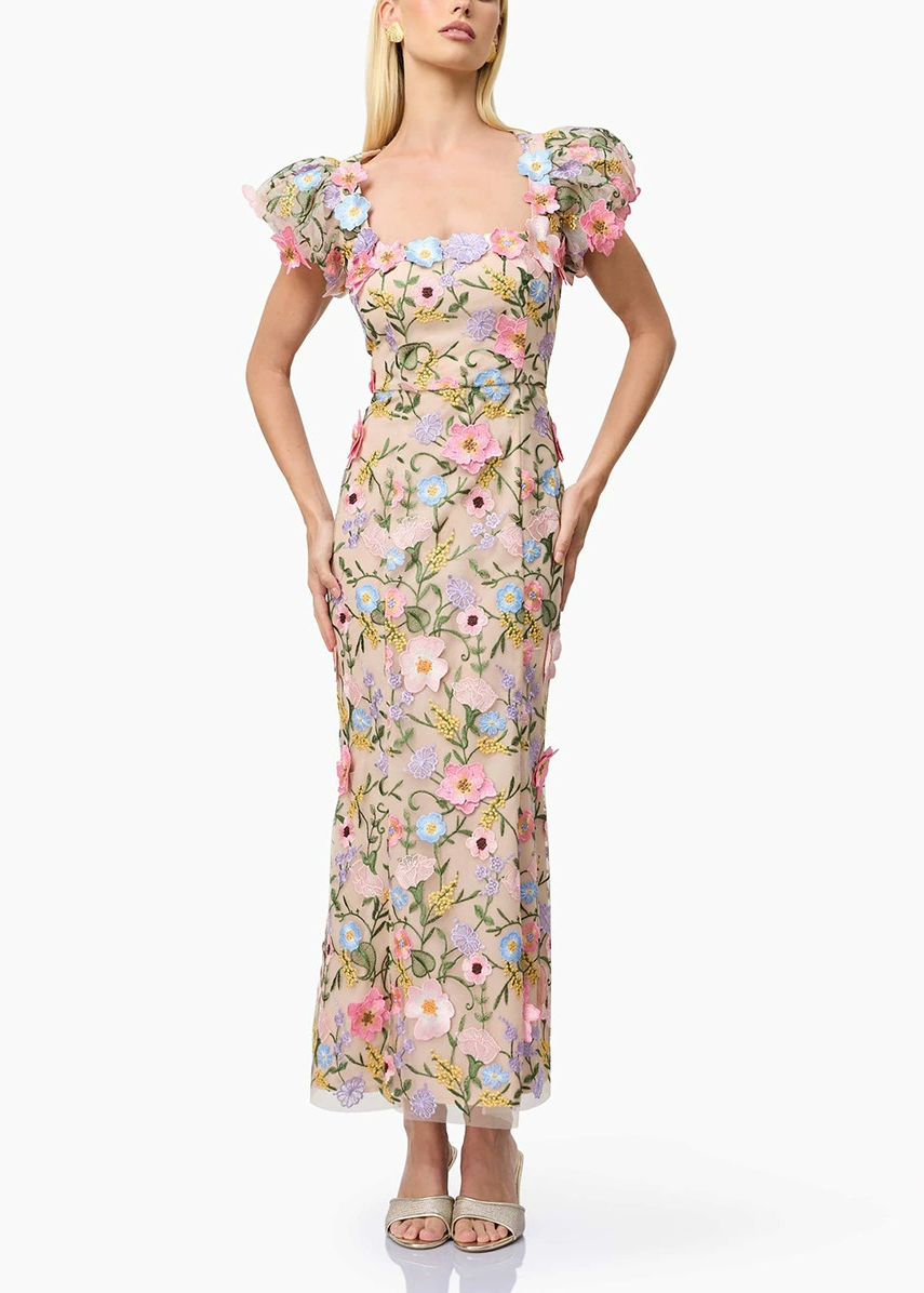night bloom floral midi dress Women's Organic Cotton Wrap Dress