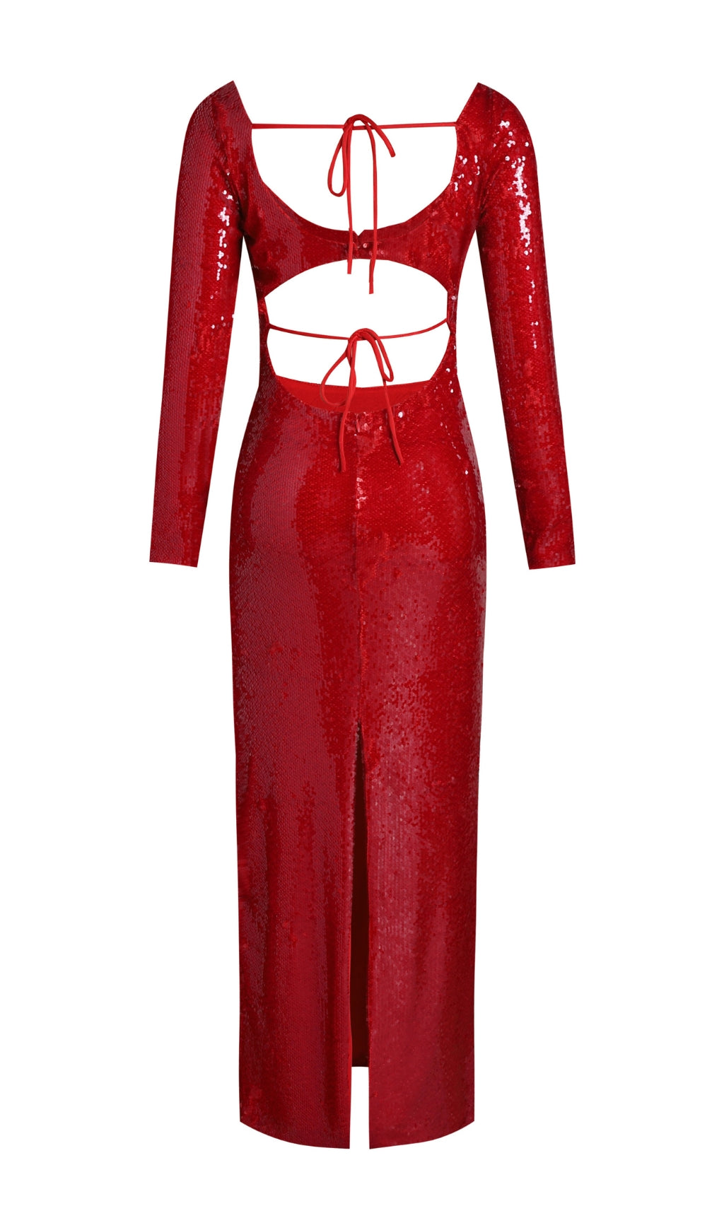 Lialy Sequin Embroidered Cutout Maxi Dress In Red