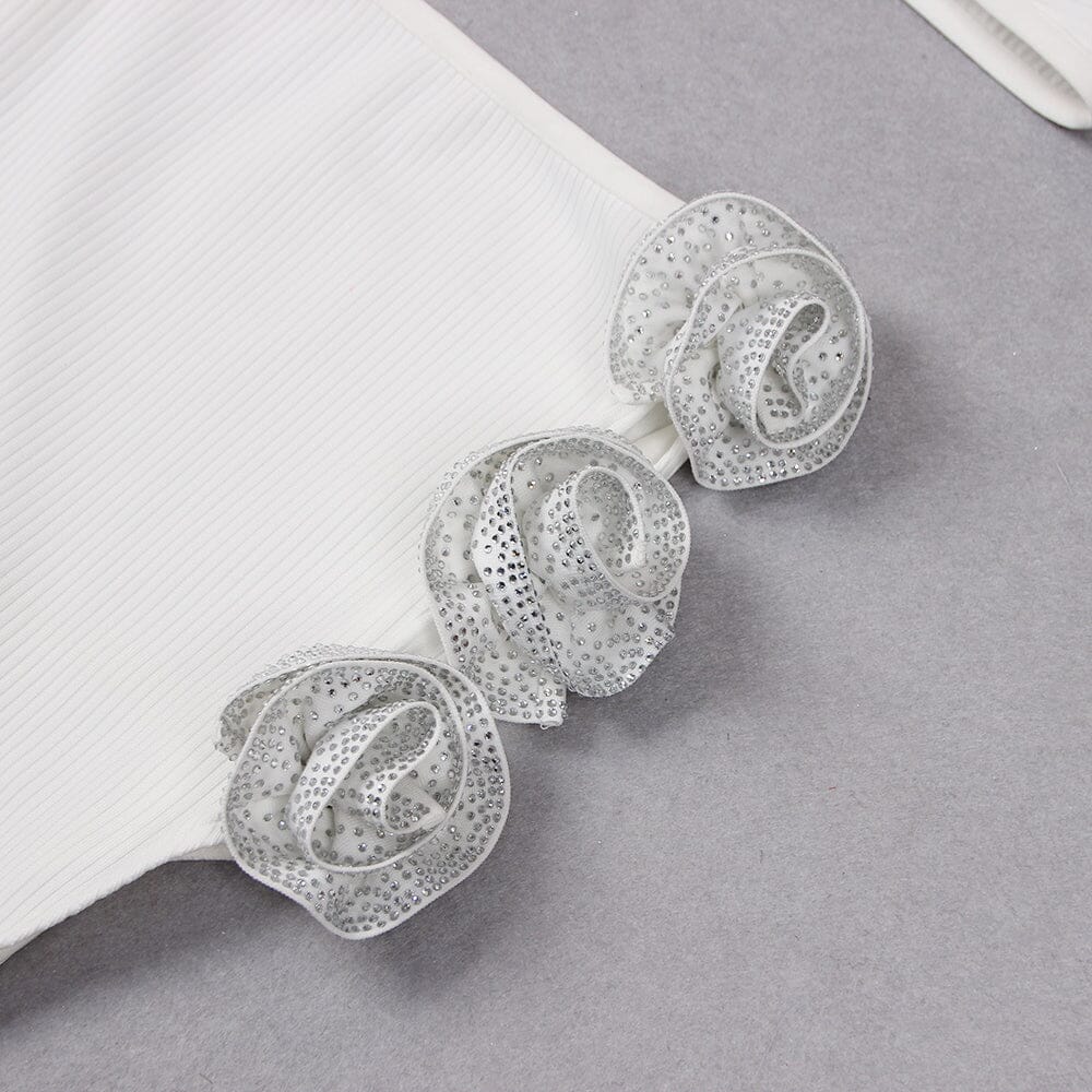 Ensley Embellished Top With High-Low Dress In White