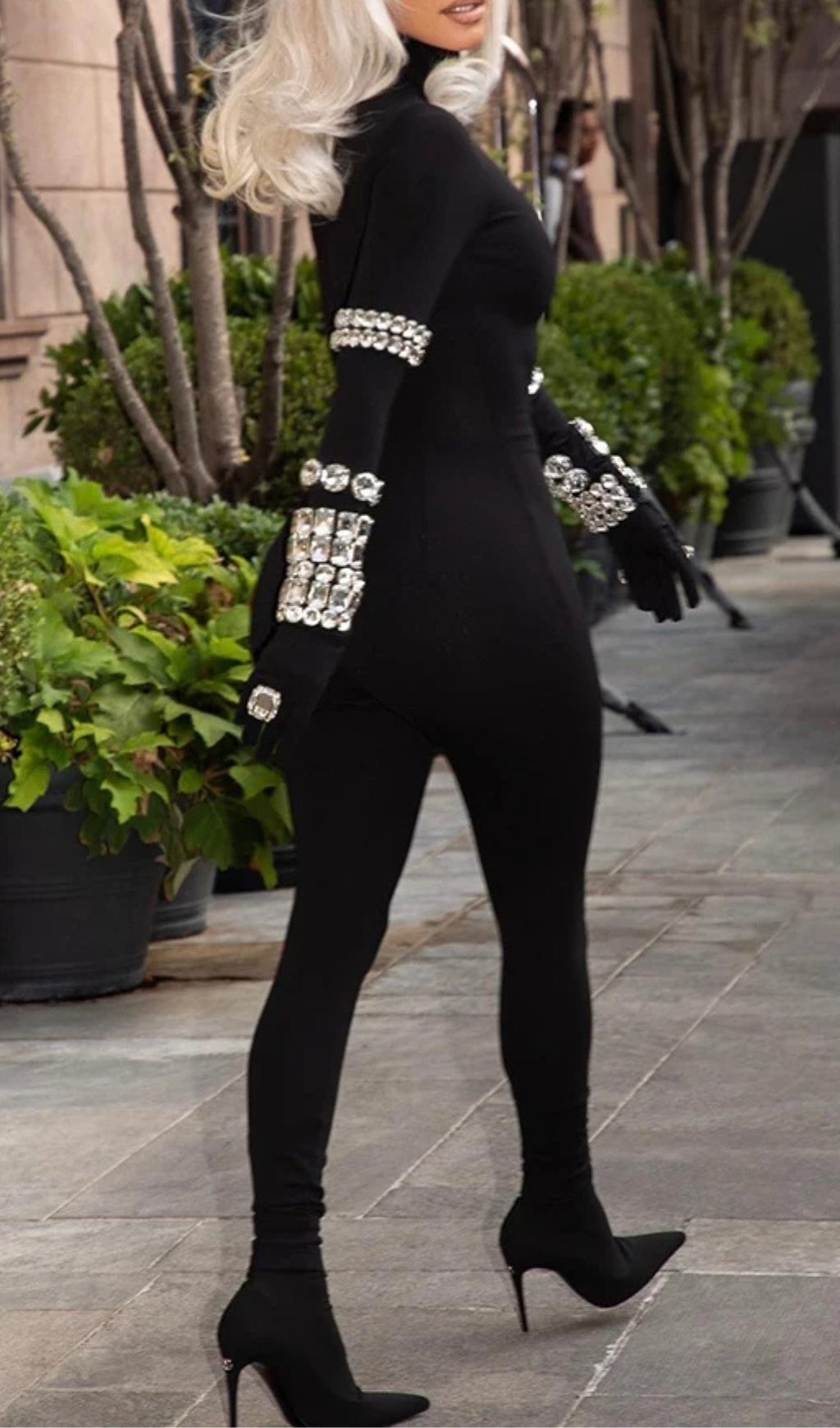 Tracie Crystal Embellished Turtleneck Jumpsuit
