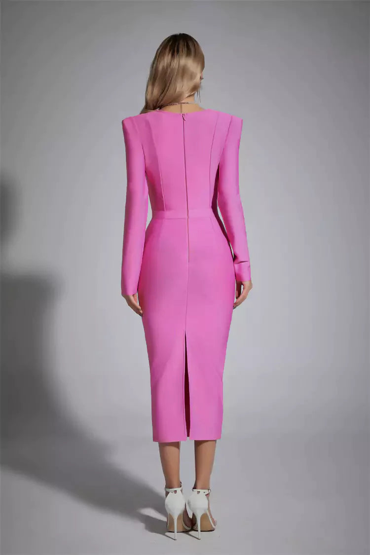 Clara Purple Long Sleeve Midi Work Dress