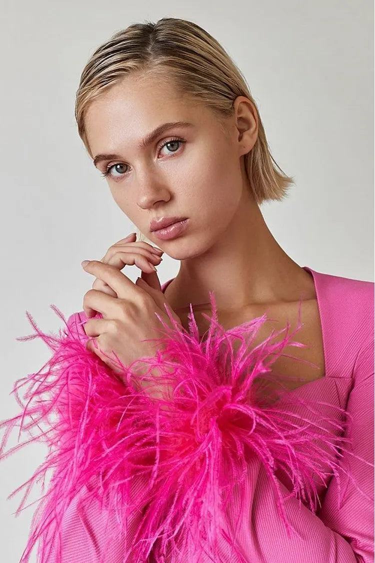 Next Pink Feather Bodycon Mini Dress