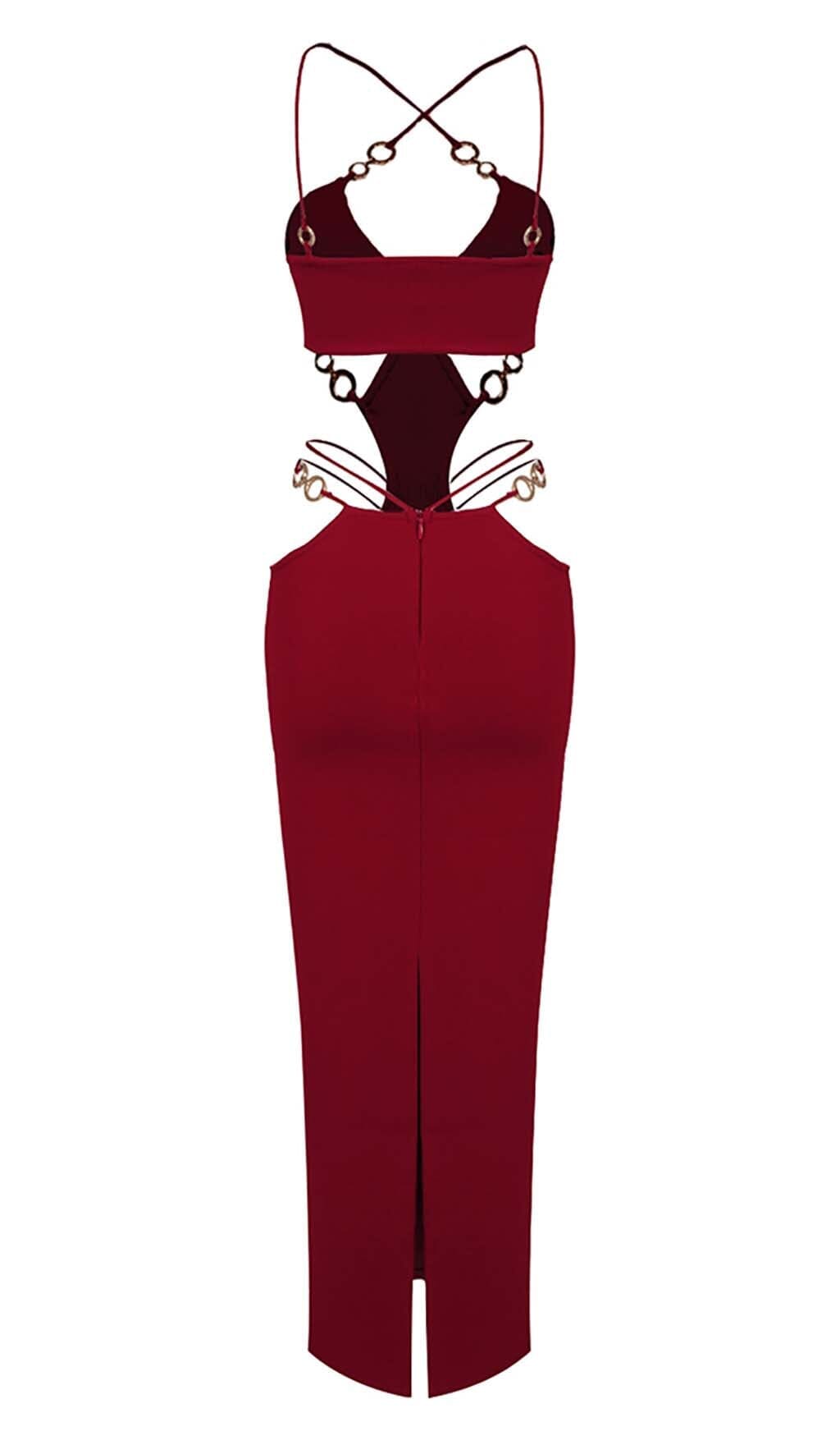 Makyah Cutout Chain Maxi Dress In Red