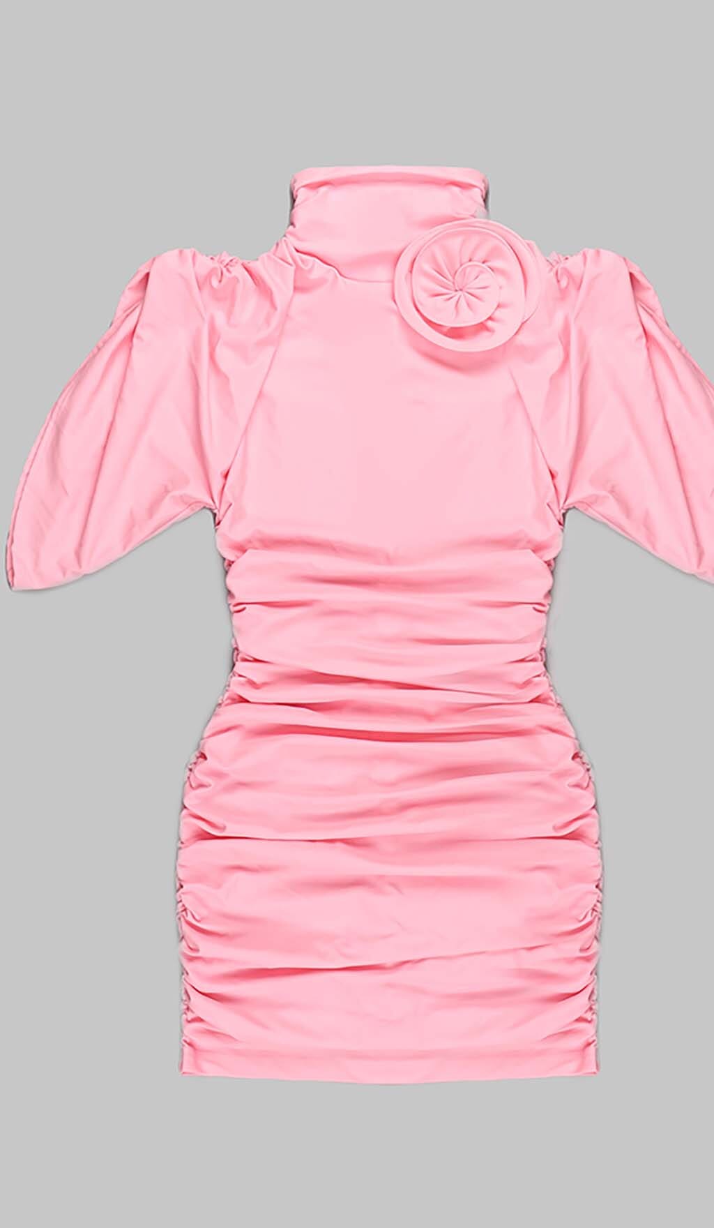 Lalioa Flower-Embellished Ruched Mini Dress In Pink