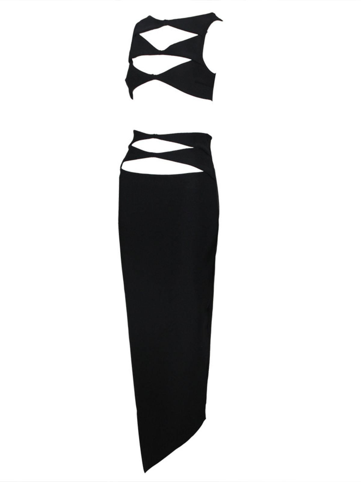 Mopaka Cutout Bandage Set In Black