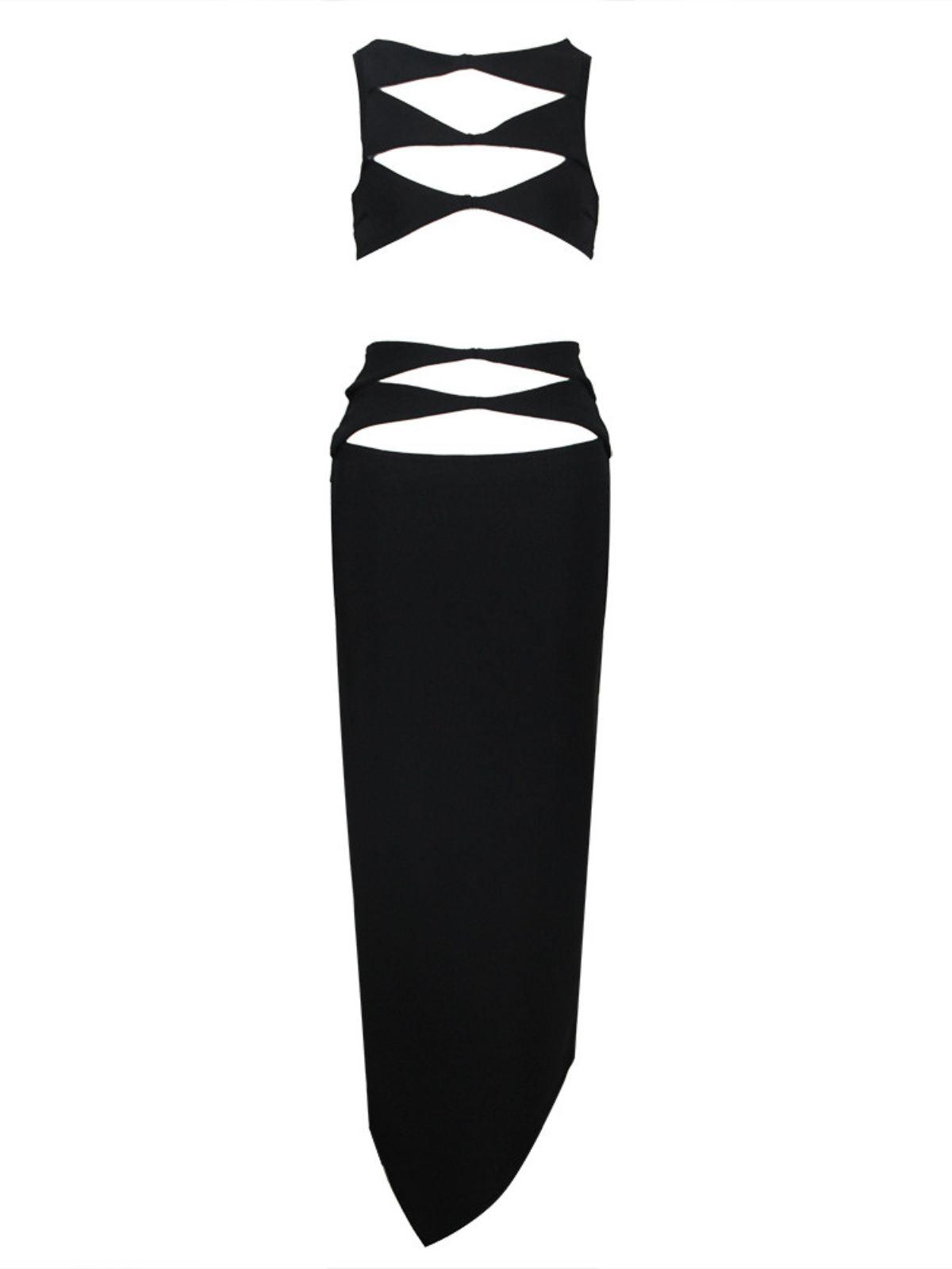 Mopaka Cutout Bandage Set In Black