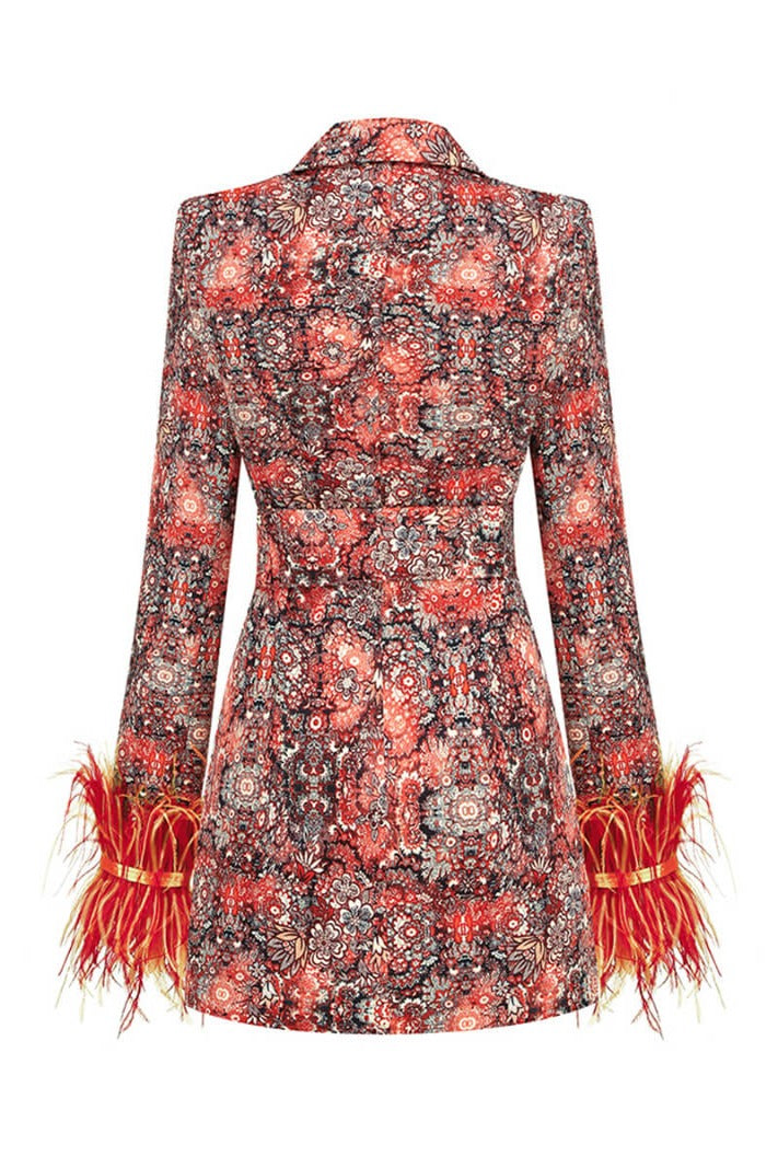 Citrine Long Sleeve Floral Blazer Dress