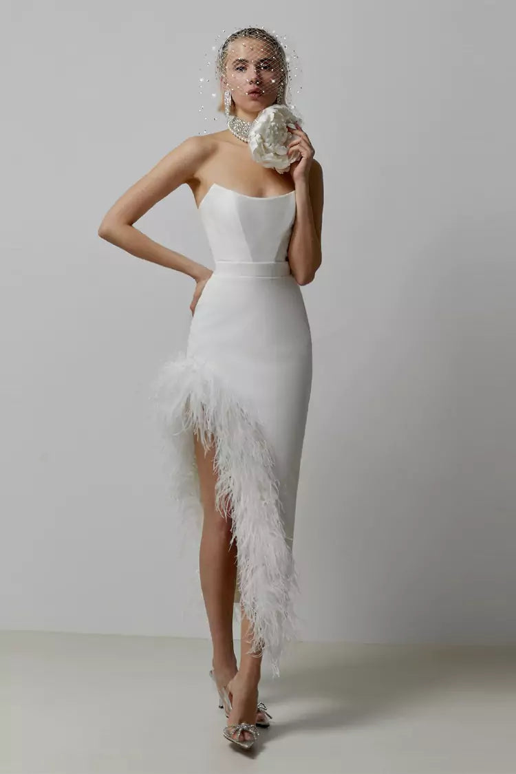 Maylene White Feather Dress Night Novas Maylene White Feather Dress Night Novas