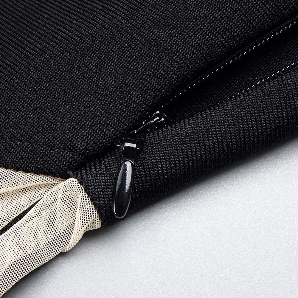 Nyellie Scalloped Mesh Insert Maxi Dress In Black