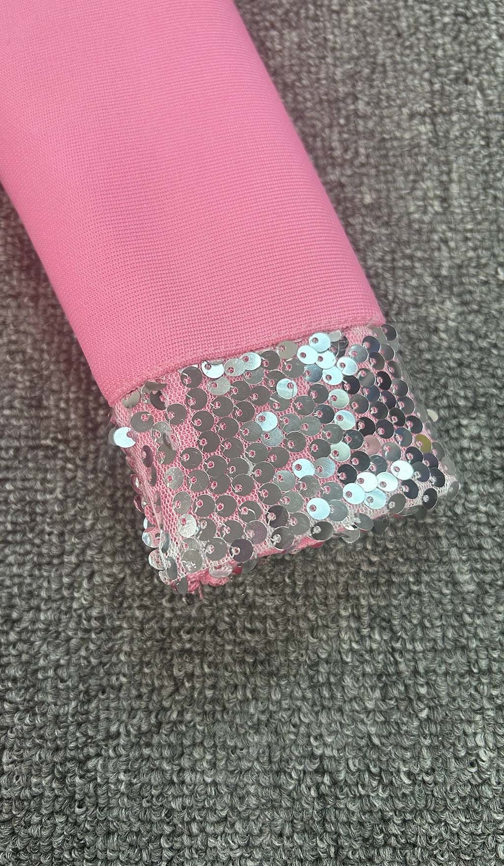 Vergene Strass Embellished Ruched Mini Dress In Pink
