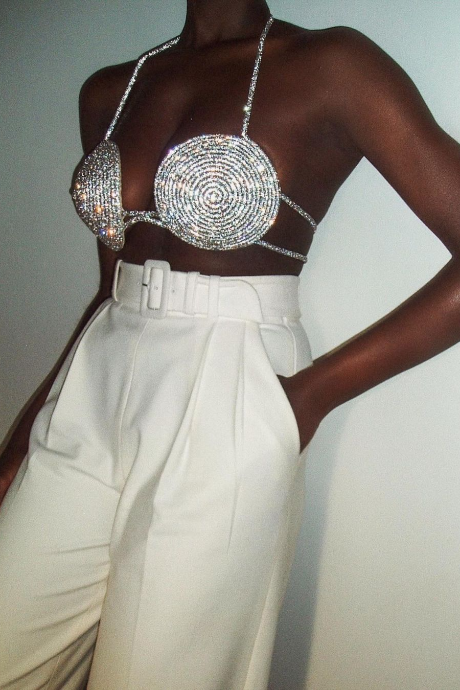 Olga Spiral Crystal Bustier Top
