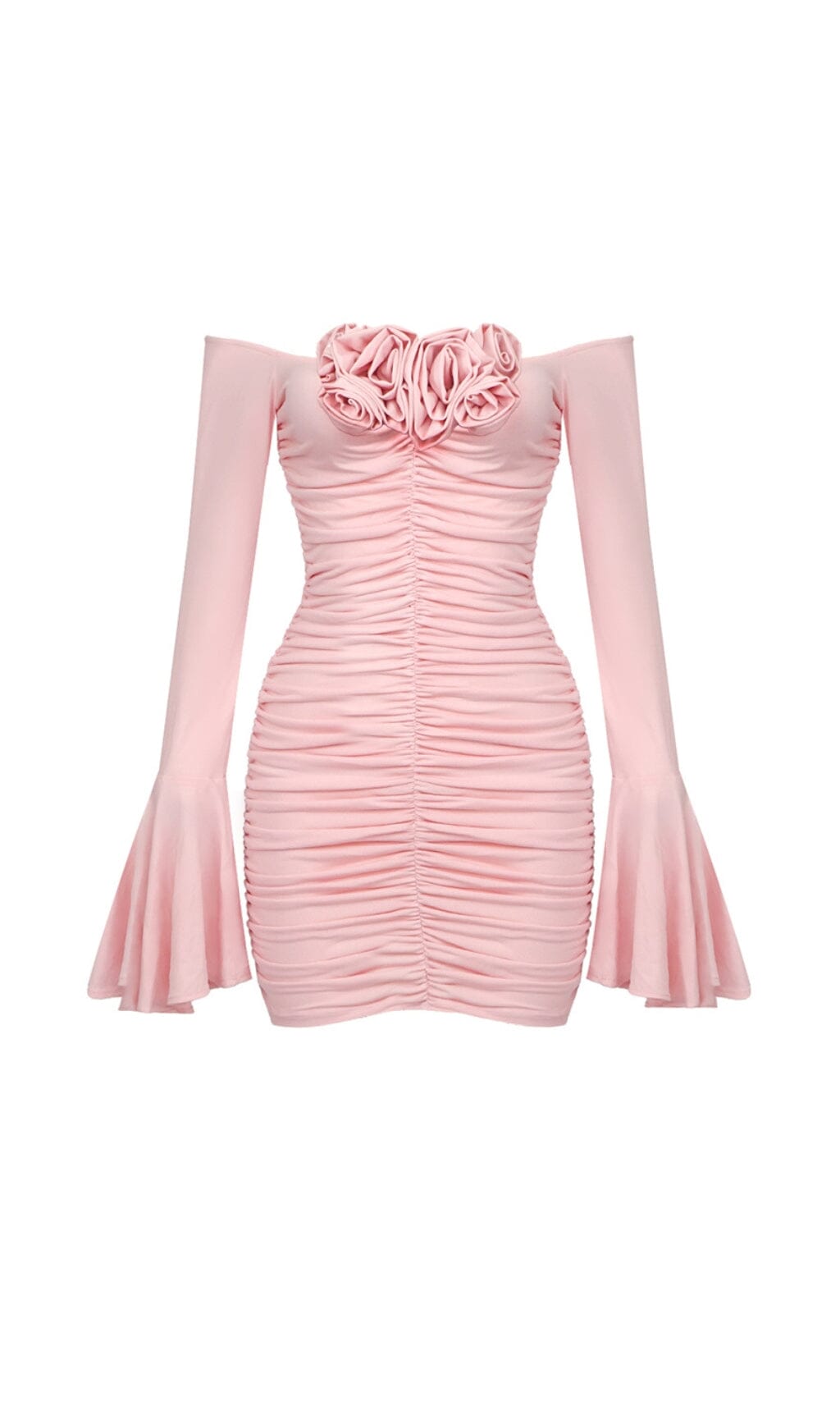 Sharina Flower-Embellished Ruched Mini Dress