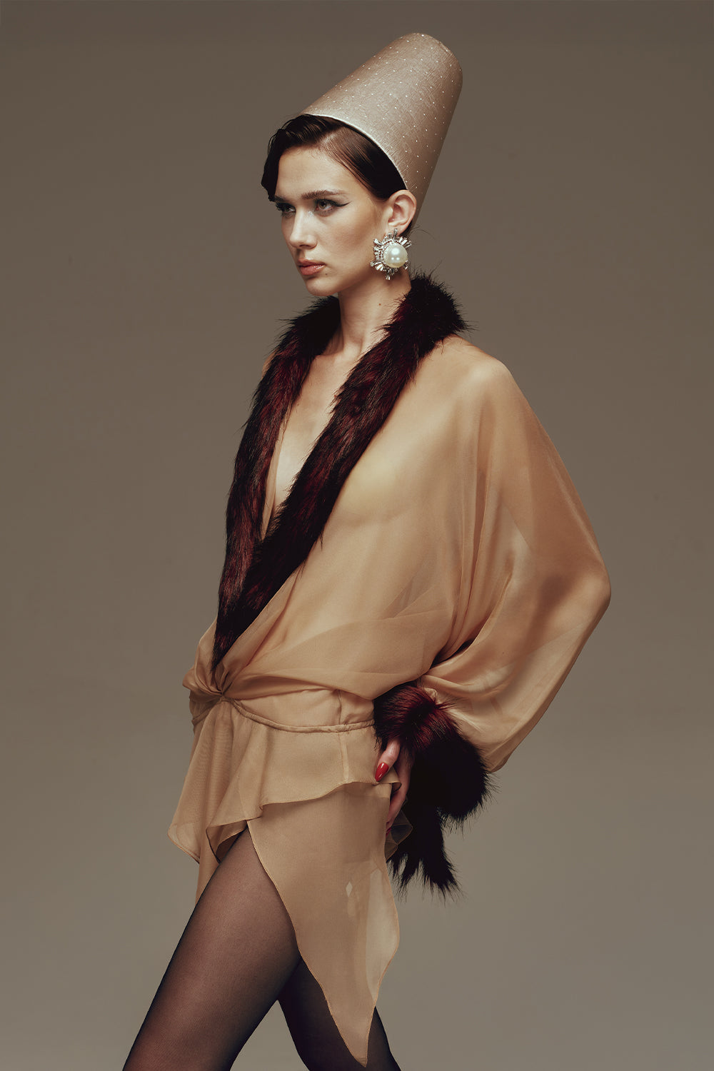 Lurek Asymmetric Faux Fur Mini Dress