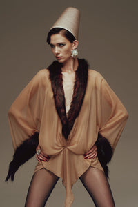 Lurek Asymmetric Faux Fur Mini Dress