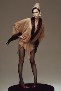 Lurek Asymmetric Faux Fur Mini Dress