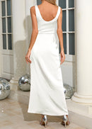 Jamari Draped Maxi Dress In White