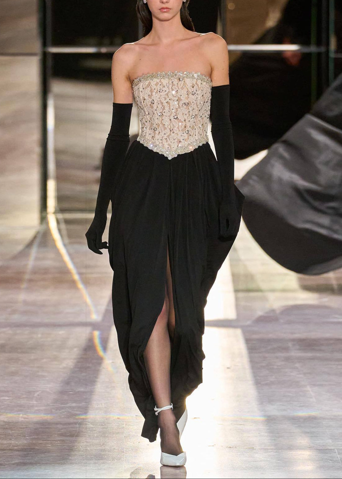 Finlay Lace Beaded Strapless Maxi Dress