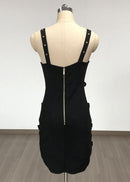 Augustus Belt Embellished Bodycon Mini Dress In Black