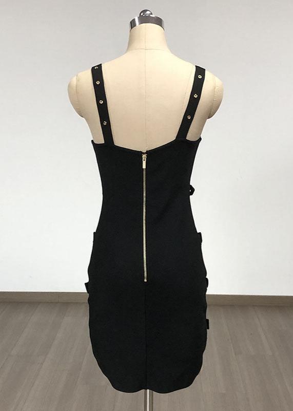 Augustus Belt Embellished Bodycon Mini Dress In Black