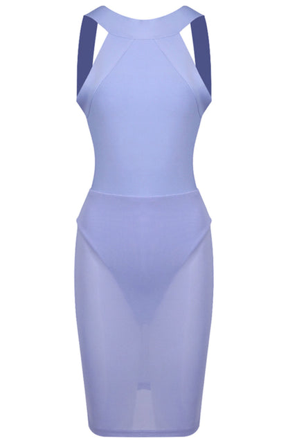 Faeldrin Halter Backless Bandage Midi Dress In Lavender