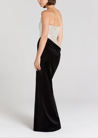 Velthris Strapless Sequin Velvet Maxi Dress