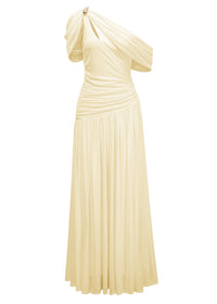 Elese Yellow Asymmetrical Gathered Maxi Dress