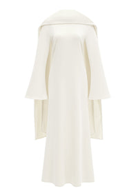 Emilie White Pearl Trim Shawl Detail Maxi Dress