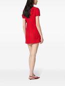 Rylea Embroidered Crepe Couture Mini Dress In Red