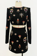 Sobia Crystal Embellished Set In Black