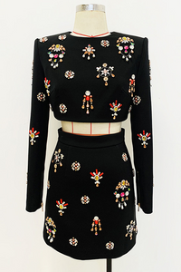 Sobia Crystal Embellished Set In Black