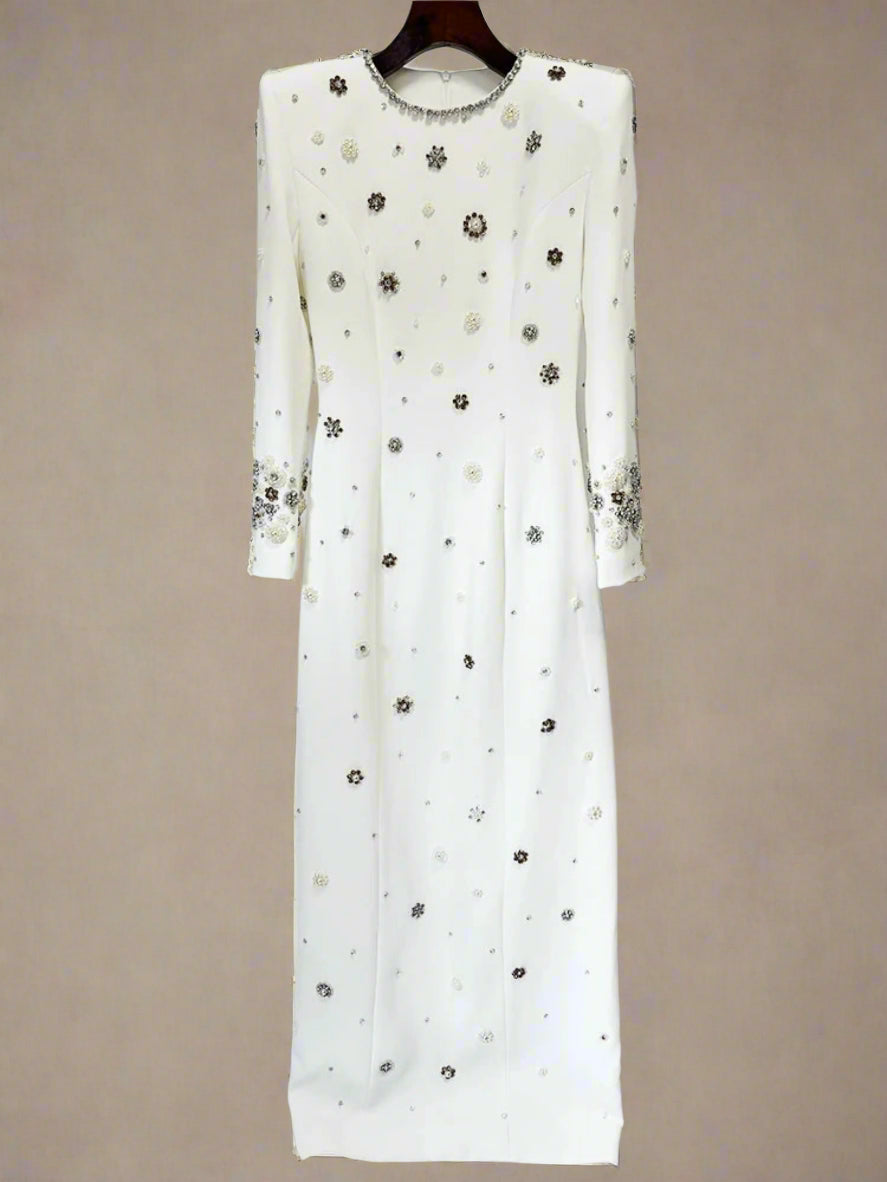 Agrafena Crystal Embellished Maxi Dress In Black