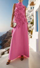 Hank Flower Embellished Maxi Dress In Pink